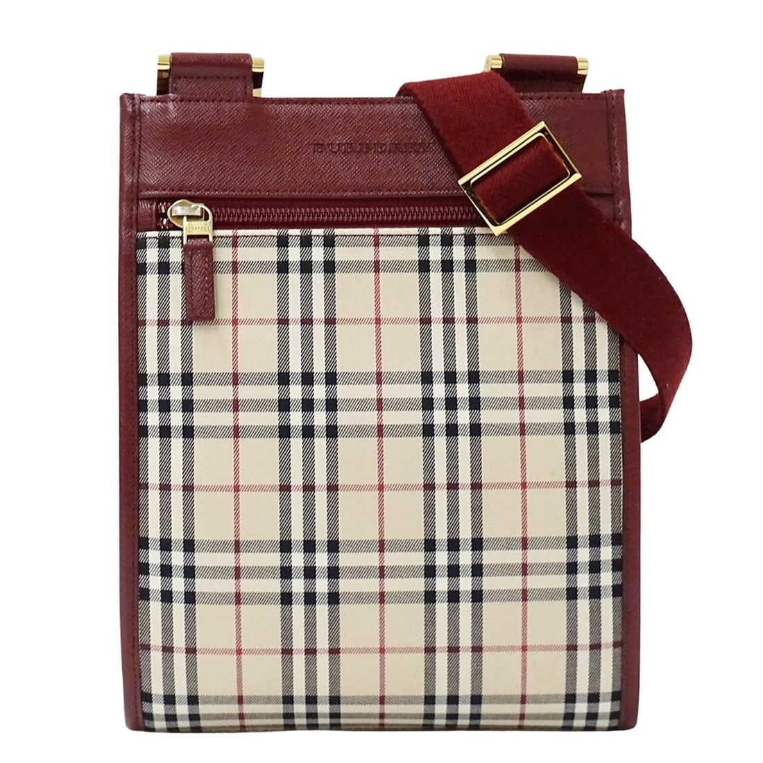 Burberry handbag for women, brand shoulder bag, canvas, beige, burgundy, red, check pattern.: --- Catalog ---Category: SizeSize (HxWxD): 24.5cm x 19cm x 6cm / 9.64'' x 7.48'' x 2.36''Category: DesignType: Shoulder bagColor: Beige, BordeauxGender: WomenMaterial: Canvas Category: GeneralBrand: B