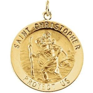 14K Yellow Gold 22 mm St. Christopher Medal (1 of 3)