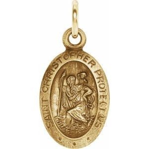 14K Yellow Gold 12x9 mm Oval St. Christopher Medal (1 of 4)