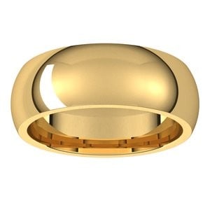 14K Yellow Gold 7 mm Comfort-Fit Half Round Band Size 10: 14K Yellow Gold 7 mm Comfort-Fit Half Round Band Size 10