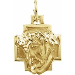 14K Yellow Gold 12x12 mm Face of Jesus Pendant (1 of 5)