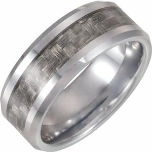 Tungsten 8 mm Beveled-Edge Carbon Fiber Inlay Comfort-Fit Band Size 6.5: Tungsten 8 mm Beveled-Edge Carbon Fiber Inlay Comfort-Fit Band Size 6.5