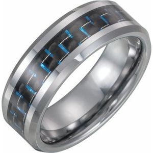 Tungsten 8 mm Beveled-Edge Carbon Fiber Inlay Comfort-Fit Band Size 6.5: Tungsten 8 mm Beveled-Edge Carbon Fiber Inlay Comfort-Fit Band Size 6.5