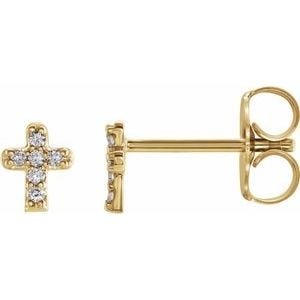 14K Yellow Gold .06 CTW Natural Diamond Youth Cross Earrings (1 of 6)