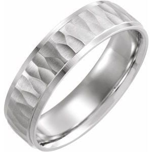 14K White Gold 6 mm Stepped-Edge Comfort-Fit Flat Band Size 7.5: 14K White Gold 6 mm Stepped-Edge Comfort-Fit Flat Band Size 7.5