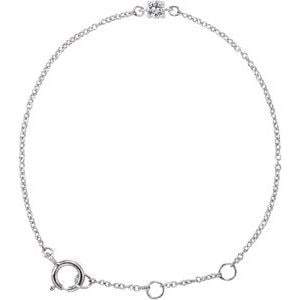 14K White Gold Imitation White Sapphire Youth Birthstone 4 1/2-5 1/2" Bracelet: 14K White Gold Imitation White Sapphire Youth Birthstone 4 1/2-5 1/2" Bracelet