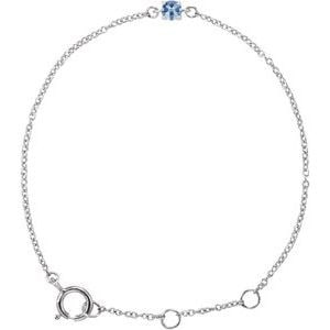 14K White Gold Imitation Aquamarine Youth Birthstone 4 1/2-5 1/2" Bracelet: 14K White Gold Imitation Aquamarine Youth Birthstone 4 1/2-5 1/2" Bracelet