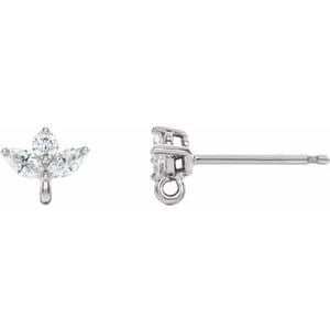 14K White Gold .07 CTW Natural Diamond Cluster Earring Top: 14K White Gold .07 CTW Natural Diamond Cluster Earring Top