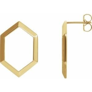 14K Yellow Gold Geometric Drop Earrings: 14K Yellow Gold Geometric Drop Earrings