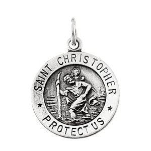 14K White Gold 15 mm St. Christopher Medal (1 of 10)
