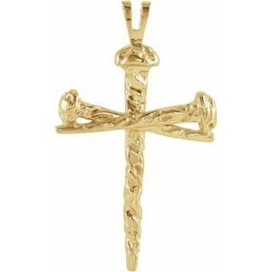 10K Yellow Gold Nail Design Cross Pendant (1 of 9)