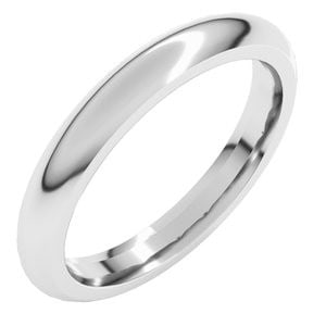 14K White Gold 3 mm Comfort-Fit Half Round Band Size 5: 14K White Gold 3 mm Comfort-Fit Half Round Band Size 5