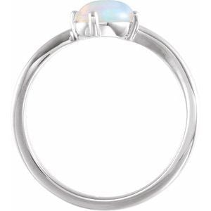 14K White Gold Natural Ethiopian Opal & .01 CT Natural Diamond Bypass Ring: 14K White Gold Natural Ethiopian Opal & .01 CT Natural Diamond Bypass Ring
