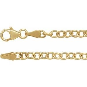14K Yellow Gold 3.25 mm Oval Cable 7" Chain: 14K Yellow Gold 3.25 mm Oval Cable 7" Chain