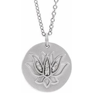 Sterling Silver .025 CTW Natural Diamond Lotus 16-18" Necklace: Sterling Silver .025 CTW Natural Diamond Lotus 16-18" Necklace