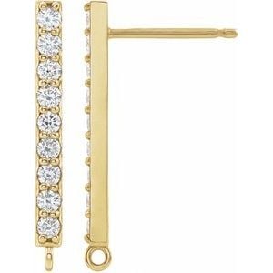 14K Yellow Gold 1/6 Natural Diamond Bar Earring Top (1 of 8)