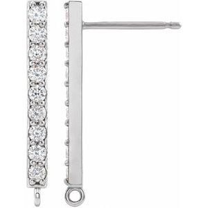 14K White Gold 1/6 Natural Diamond Bar Earring Top (1 of 12)