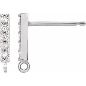14K White Gold .04 CTW Natural Diamond Bar Earring Top (1 of 11)