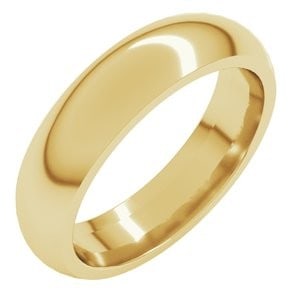 14K Yellow Gold 5 mm Comfort-Fit Half Round Band Size 6: 14K Yellow Gold 5 mm Comfort-Fit Half Round Band Size 6
