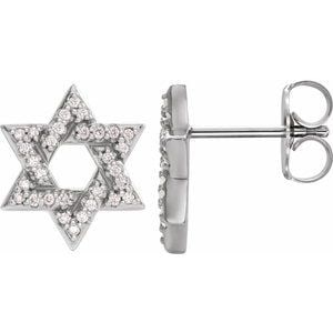 14K White Gold 1/8 CTW Natural Diamond Star of David Earrings: 14K White Gold 1/8 CTW Natural Diamond Star of David Earrings