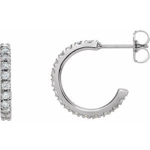14K White Gold 1/2 CTW Natural Diamond French-Set 15 mm Huggie Hoop Earrings: 14K White Gold 1/2 CTW Natural Diamond French-Set 15 mm Huggie Hoop Earrings