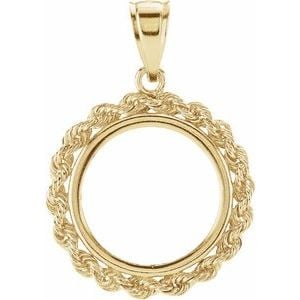 14K Yellow Gold Rope Coin Frame Bezel Pendant Mounting for 16.5x1.1 mm Coin: 14K Yellow Gold Rope Coin Frame Bezel Pendant Mounting for 16.5x1.1 mm Coin