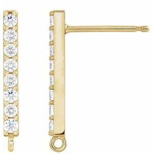 14K Yellow Gold 1/10 CTW Natural Diamond Bar Earring Top: 14K Yellow Gold 1/10 CTW Natural Diamond Bar Earring Top