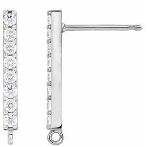 14K White Gold 1/10 CTW Natural Diamond Bar Earring Top: 14K White Gold 1/10 CTW Natural Diamond Bar Earring Top