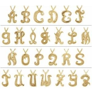 14K Yellow Gold Script Initial H Pendant - 2