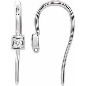 14K White Gold .015 CT Natural Diamond French Wire Earring Top: 14K White Gold .015 CT Natural Diamond French Wire Earring Top