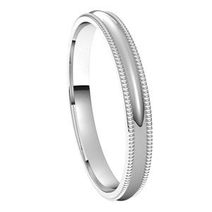 10K White Gold 2.5 mm Milgrain Comfort-Fit Half Round Band Size 9: 10K White Gold 2.5 mm Milgrain Comfort-Fit Half Round Band Size 9