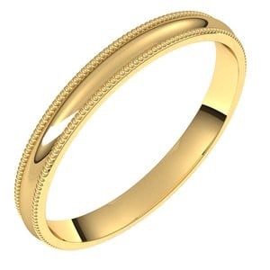 14K Yellow Gold 2.5 mm Milgrain Comfort-Fit Half Round Band Size 6: 14K Yellow Gold 2.5 mm Milgrain Comfort-Fit Half Round Band Size 6