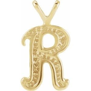 14K Yellow Gold Script Initial R Pendant: 14K Yellow Gold Script Initial R Pendant