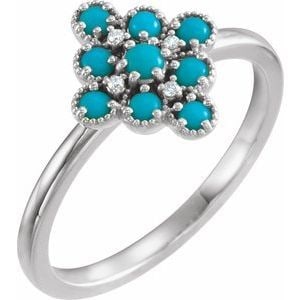 Sterling Silver Natural Turquoise & .02 CTW Natural Diamond Ring: Sterling Silver Natural Turquoise & .02 CTW Natural Diamond Ring