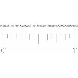 14K White Gold .75 mm Rope Chain by the Inch: 14K White Gold .75 mm Rope Chain by the Inch