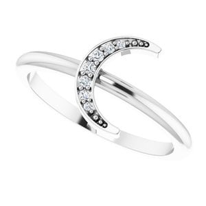 14K White Gold .04 CTW Natural Diamond Stackable Crescent Ring (1 of 14)