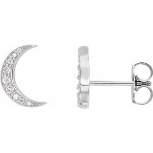 14K White Gold 1/10 CTW Natural Diamond Crescent Moon Earrings (1 of 13)