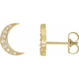 14K Yellow Gold 1/10 CTW Natural Diamond Crescent Moon Earrings: 14K Yellow Gold 1/10 CTW Natural Diamond Crescent Moon Earrings