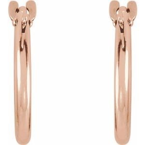 14K Rose Gold Youth Hinged 12.5 mm Hoop Earrings: 14K Rose Gold Youth Hinged 12.5 mm Hoop Earrings