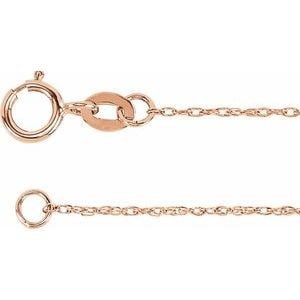18K Rose Gold 1 mm Rope 18" Chain: 18K Rose Gold 1 mm Rope 18" Chain