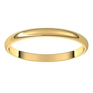 14K Yellow Gold 2 mm Ultra-Lightweight Half Round Band Size 7.5: 14K Yellow Gold 2 mm Ultra-Lightweight Half Round Band Size 7.5