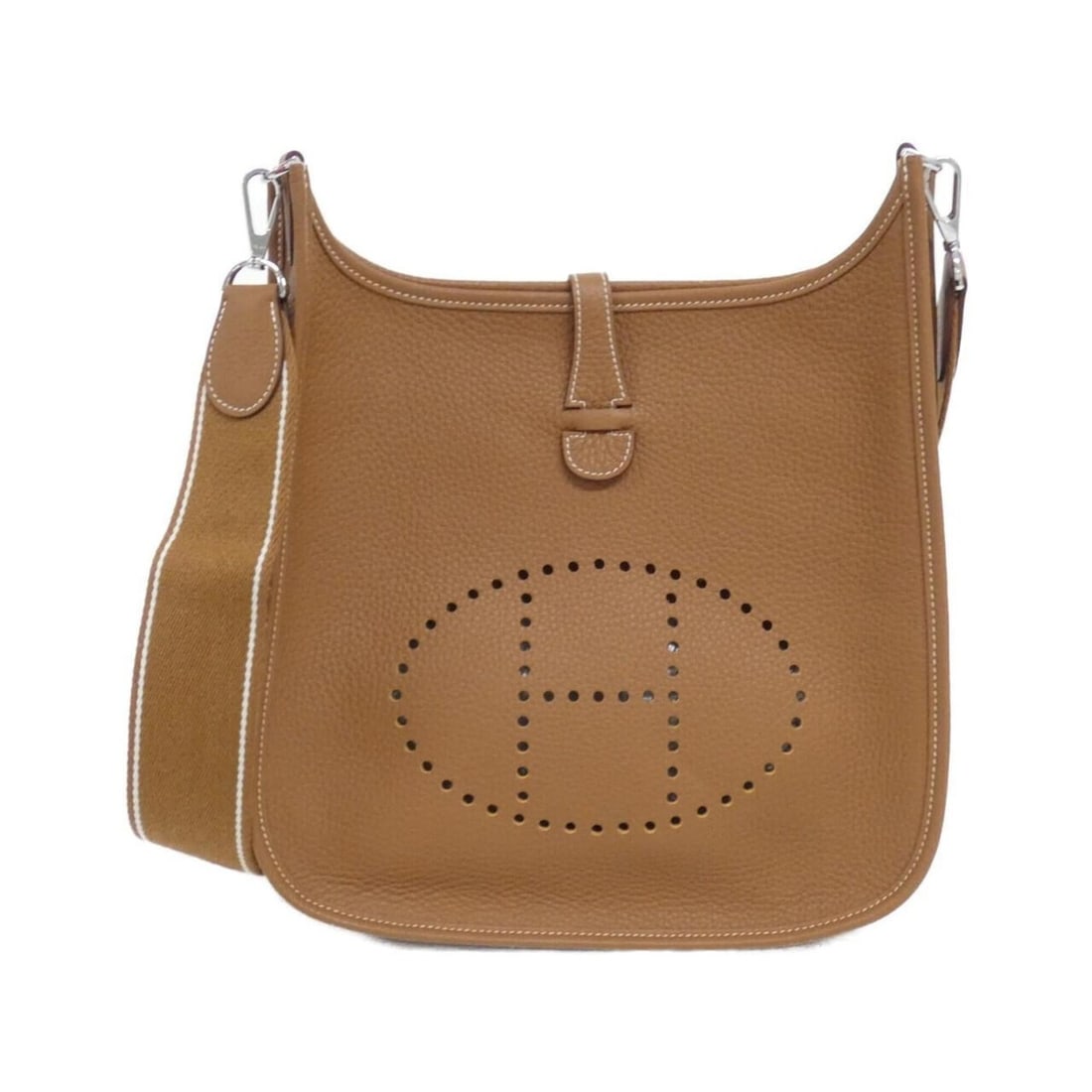 Hermes SELLIER BICOLOR Evelyne 3 PM 080313CK Shoulder Bag: --- Catalog ---Category: SizeSize (HxWxD): 29cm x 28cm x 8cm / 11.41'' x 11.02'' x 3.14''Category: DesignType: Shoulder bagColor: Brown, CaramelGender: Women,MenMaterial: Taurillon clemence leather Ca