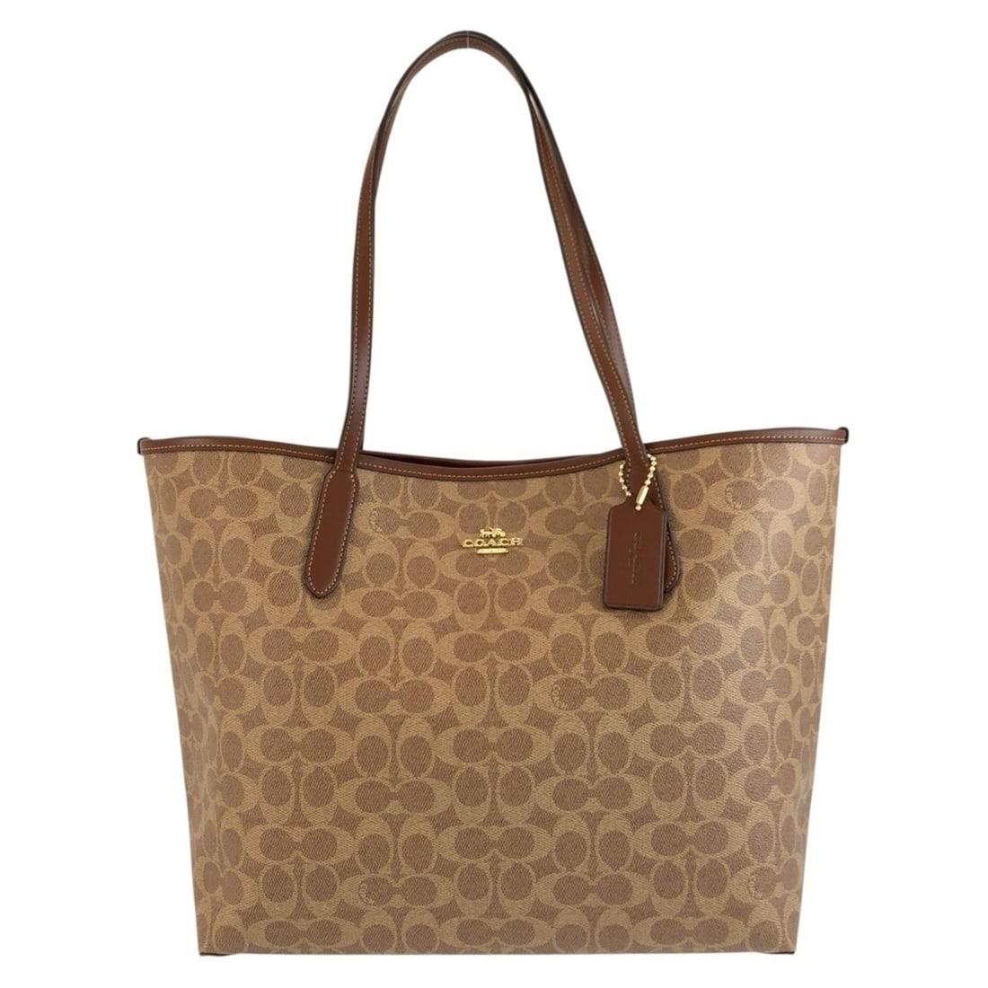 COACH Signature Brown Tote Bag with Gold Hardware (A2544) - Women's Shoulder: --- Catalog ---Category: SizeSize (HxWxD): 28cm x 42cm x 15cm / 11.02'' x 16.53'' x 5.9''Category: DesignType: Shoulder bag, Tote bagColor: BrownGender: WomenMaterial: PVC Category: GeneralBrand: Coac