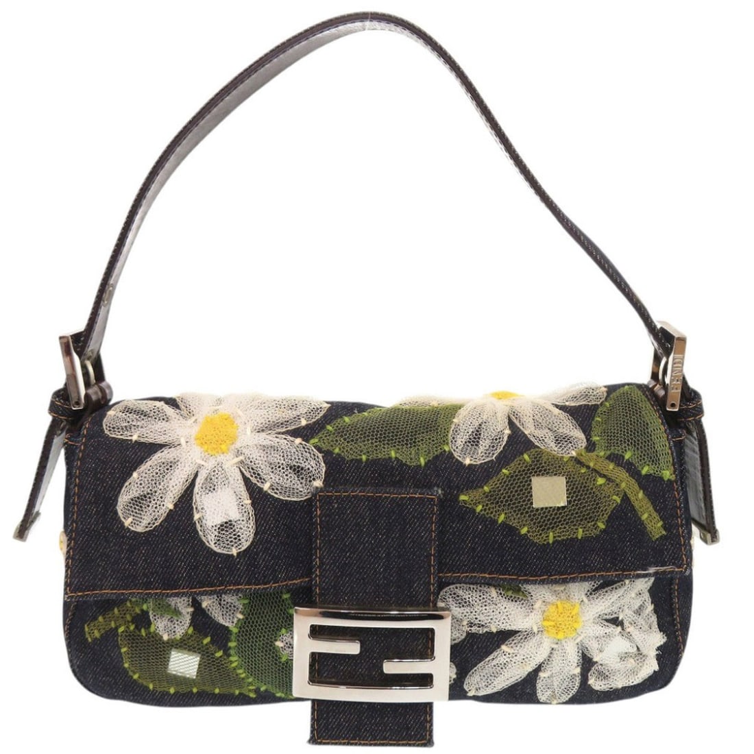Fendi Flower Mamma Bucket Denim Leather One-Shoulder Bag Handbag 0071FENDI: --- Catalog ---Category: SizeSize (HxWxD): 15cm x 26cm x 4cm / 5.9'' x 10.23'' x 1.57''Category: DesignType: Handbag, Shoulder bagColor: NavyGender: WomenMaterial: Denim , Leather Category: GeneralBra