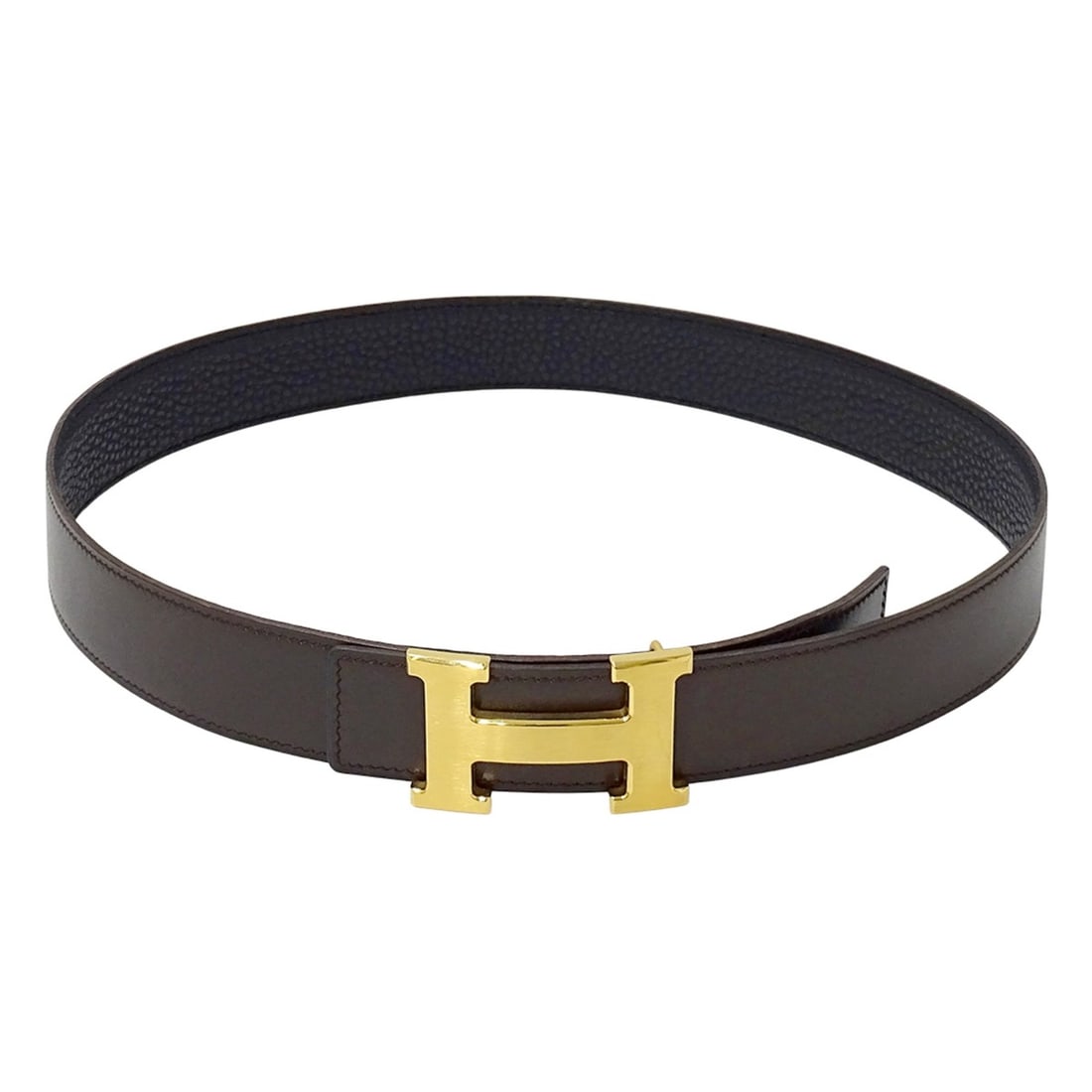 Hermes HERMES Men's Belt, Brand H Leather, Dark Brown/Black, Gold Hardware, Reversible, ?H Stamp: --- Catalog ---Category: SizeLength: 77.5cm / 30.51''Category: DesignType: Standard beltColor: Black, Dark brownGender: MenMaterial (Strap): Leather Category: GeneralBrand: HermesCountry of Origin: Fr