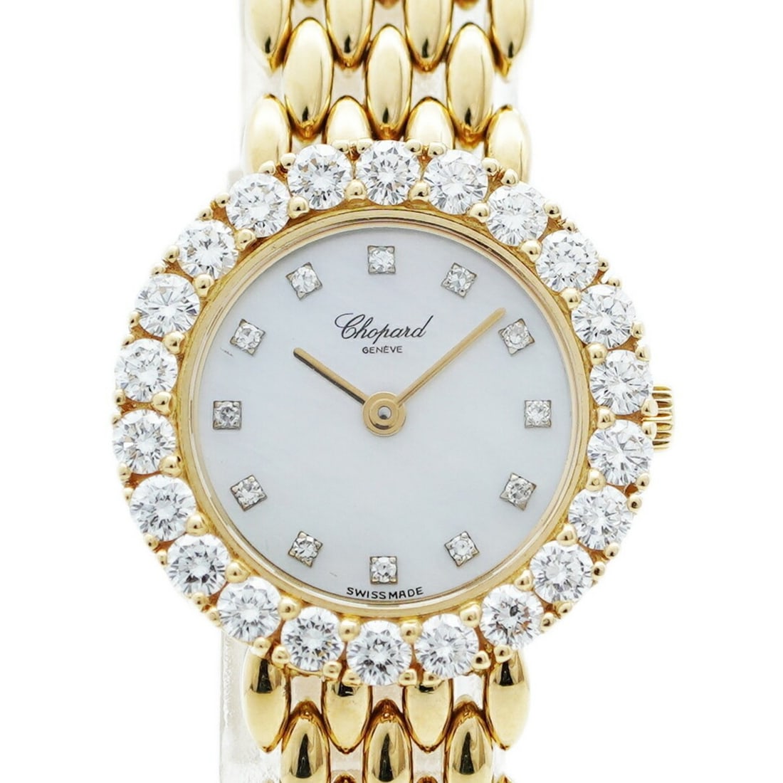 Chopard Gold Watch 10 6364 White Dial for Women: --- Catalog ---Category: SizeWrist Size: 17cm / 6.69''Case Diameter: 22.2mm / 0.87''Category: DesignType: WristwatchGender: WomenColor (Dial): White shellMaterial (Band): Yellow goldCategory: GeneralB