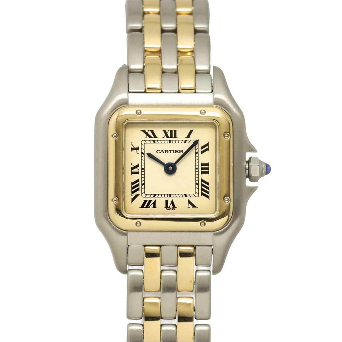 Cartier Panthère SM 2-Row W25029B6 Two-Tone Ladies' Watch, Ivory & Yellow Gold (YG), Quartz.: --- Catalog ---Category: SizeWrist Size: 15.5cm / 6.1''Case Diameter: 22mm / 0.87''Category: DesignType: WristwatchGender: WomenColor (Dial): IvoryMaterial (Band): Stainless steel, Yellow gold (18K)Ma
