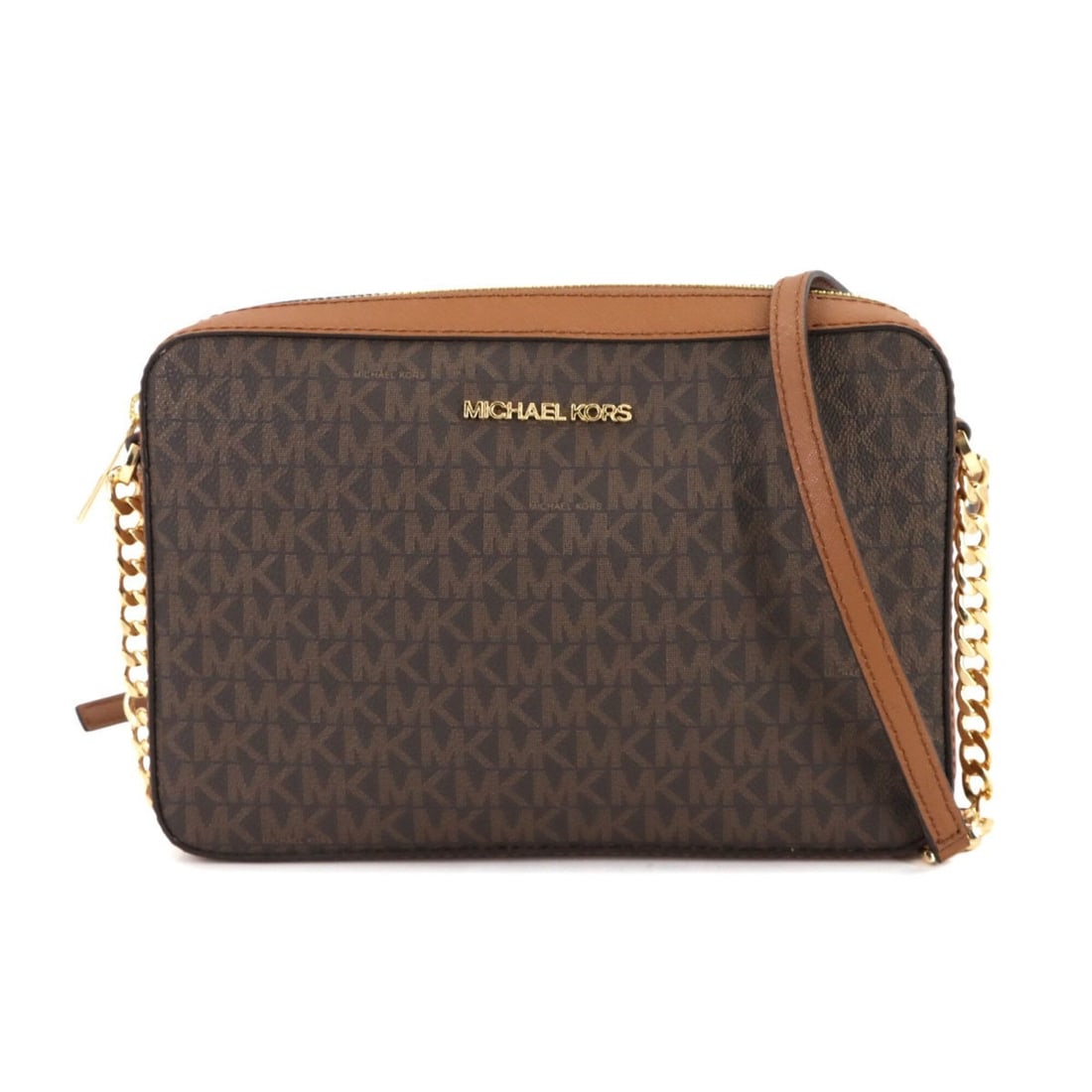 Michael Kors Chain Shoulder Handbag, Leather, Brown, 35F8GTTC3B, Gold Hardware, Bag: --- Catalog ---Category: SizeSize (HxWxD): 16cm x 24cm x 5cm / 6.29'' x 9.44'' x 1.96''Category: DesignType: Handbag, Shoulder bagColor: BrownGender: WomenMaterial: PVC , Leather Hardware Color: GoldC
