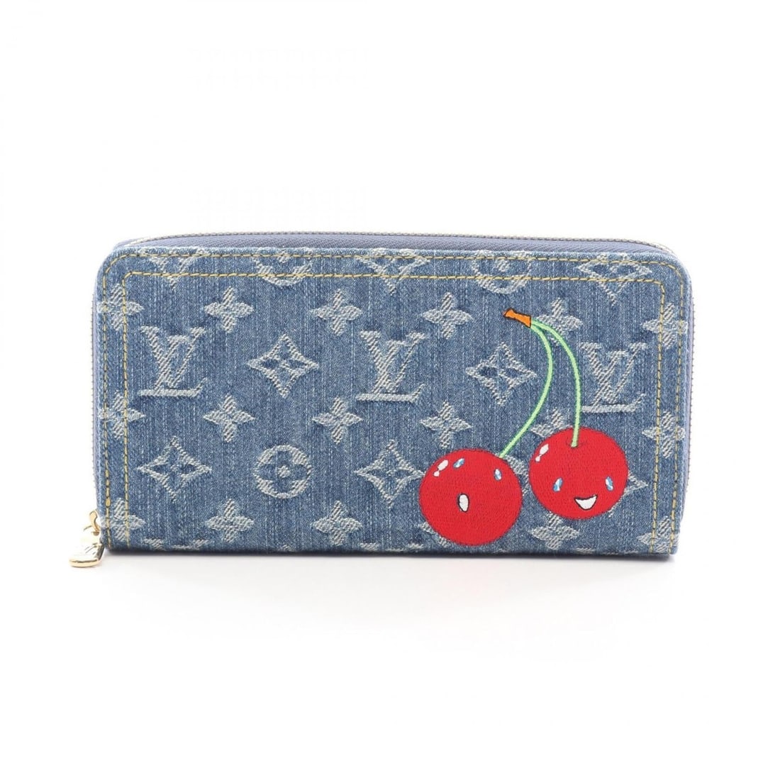 Louis Vuitton x Takashi Murakami Zippy Wallet Monogram Cherry Denim Round Long Wallet, Denim,: --- Catalog ---Category: SizeSize (HxWxD): 10cm x 19.5cm x 2cm / 3.93'' x 7.67'' x 0.78''Category: DesignType: Long wallet (bi-fold)Color: BlueGender: WomenMaterial: Denim Category: GeneralBrand: Loui
