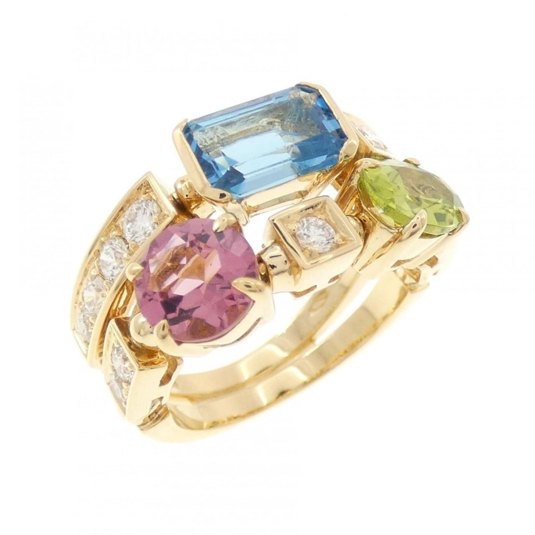 Bvlgari Allegra Ring: --- Catalog ---Category: SizeJP Size: 9.5US Size: 5Category: DesignType: Band ringStone: Diamond, Topaz, TourmalineGender: WomenMaterial: Yellow gold (18K)Category: GeneralMPN: AN852169Brand: Bvlgari-
